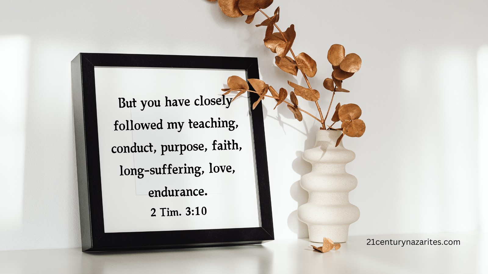 But you have closely followed my teaching, conduct, purpose, faith, long-suffering, love, endurance. 2 Tim. 3:10