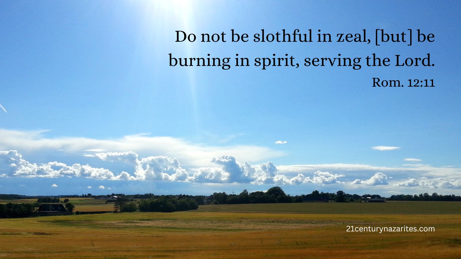 Do not be slothful in zeal, [but] be burning in spirit, serving the Lord. Rom. 12:11